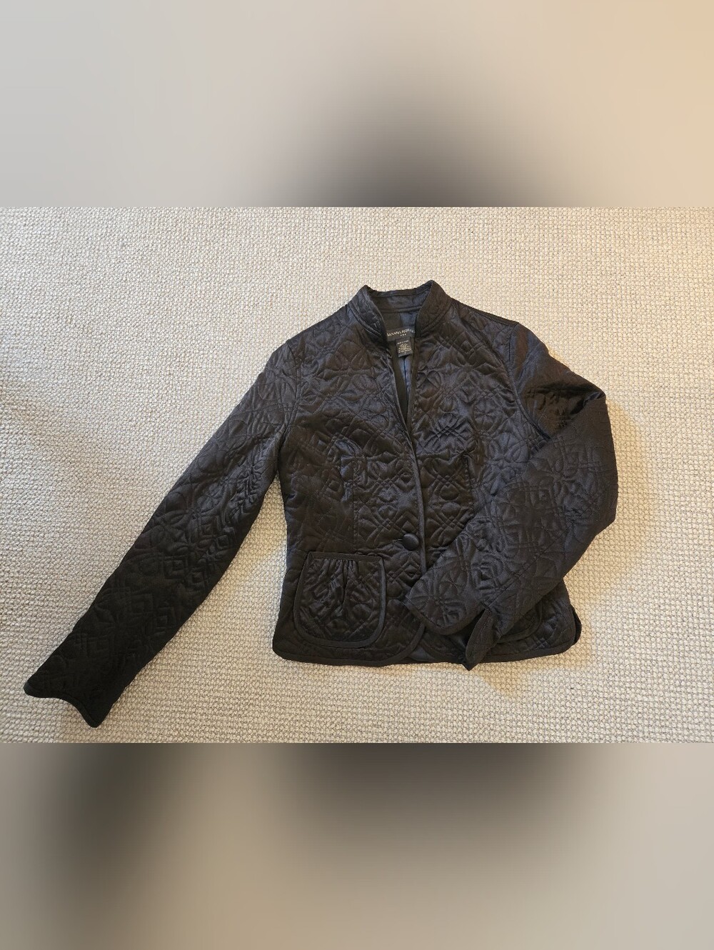 VTG Banana Republic 100%Silk Quilted Chocolate Brown Women's Blazer Jacket S